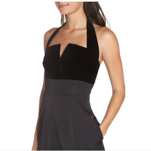 NWT! Jill Stuart Velvet Halter Flare Leg Jumpsuit 0 - Picture 4 of 8